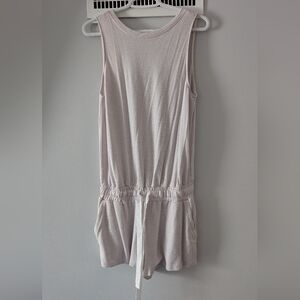 Wilfred High Front Low Back, Sleeveless Romper Jumpsuit in Light Cream